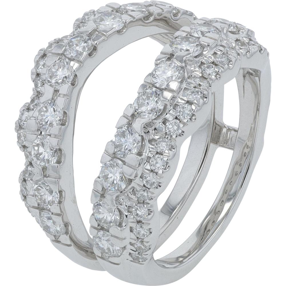 14K White Gold 2 Carat Total Weight Lab Grown Diamond Double Row Ring Guard