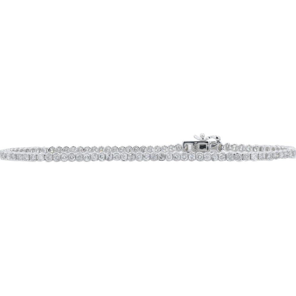 14K White Gold 2 Carats Diamond Tennis Bracelet with Secure Clasp - 2.00 Carats Total Diamond Weight
