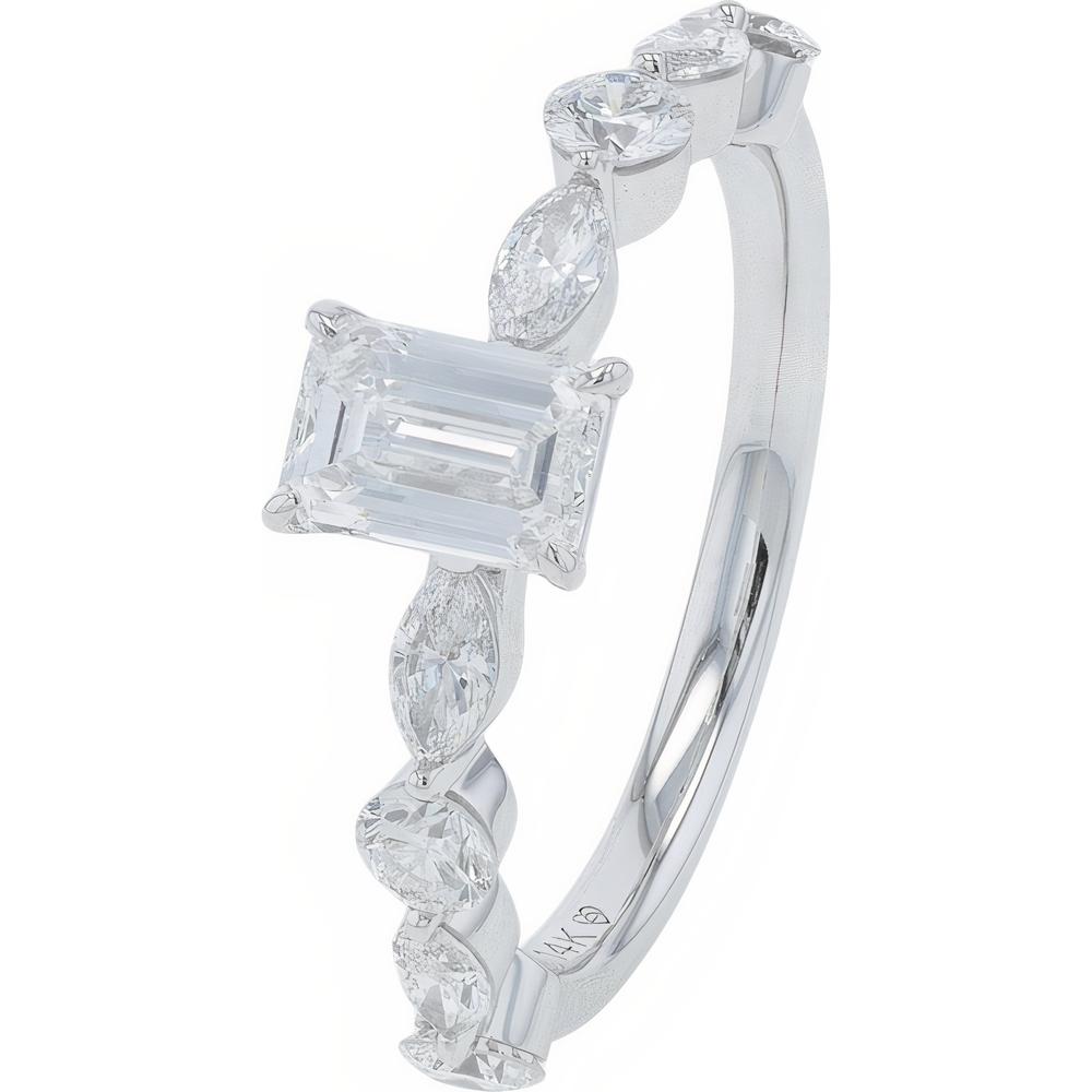 14K White Gold 2 Carats Lab Grown Diamond Engagement Ring with Delicate Band Setting