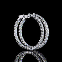 14K White Gold 2-Inch Large Hoop Earrings with 58 Prong Set Round Lab Diamonds - 5.21 Carat Total Diamond Weight - Covaloro Fine Jewelry
