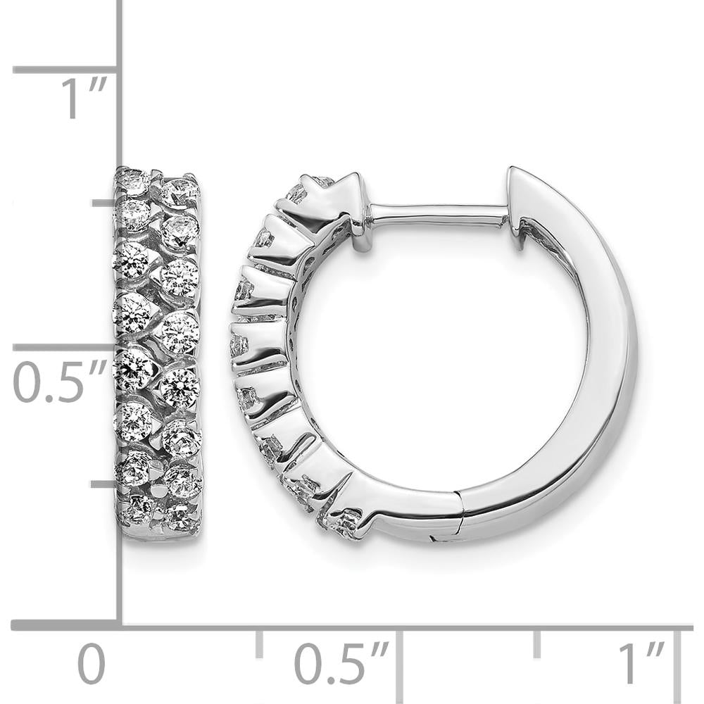 14K White Gold 2-Row Diamond Hinged Hoop Earrings - 0.03 Carat Total Diamond Weight by Monteluci Fine Jewelry