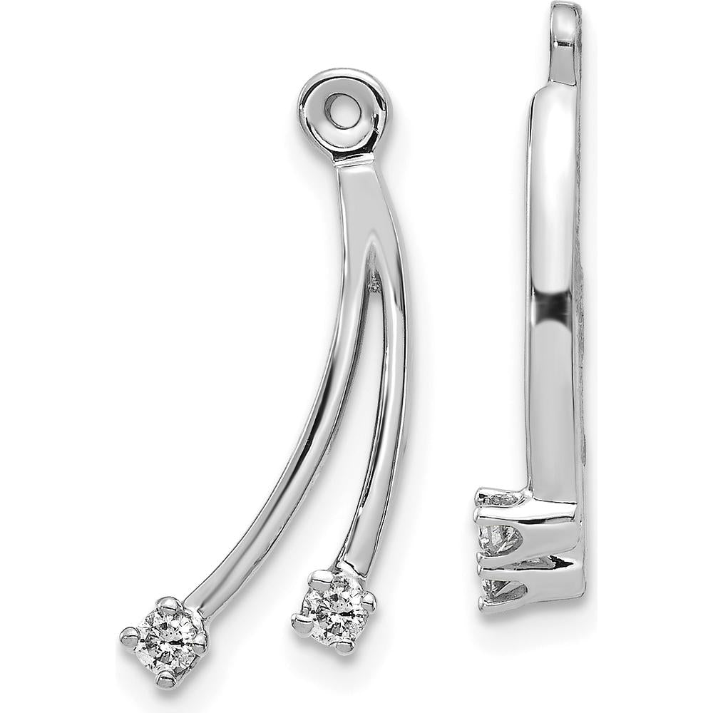 14K White Gold 2-Stone Dangle Diamond Earring Jacket Mountings - 0.05 Carats Total Diamond Weight by Monteluci Fine Jewelry