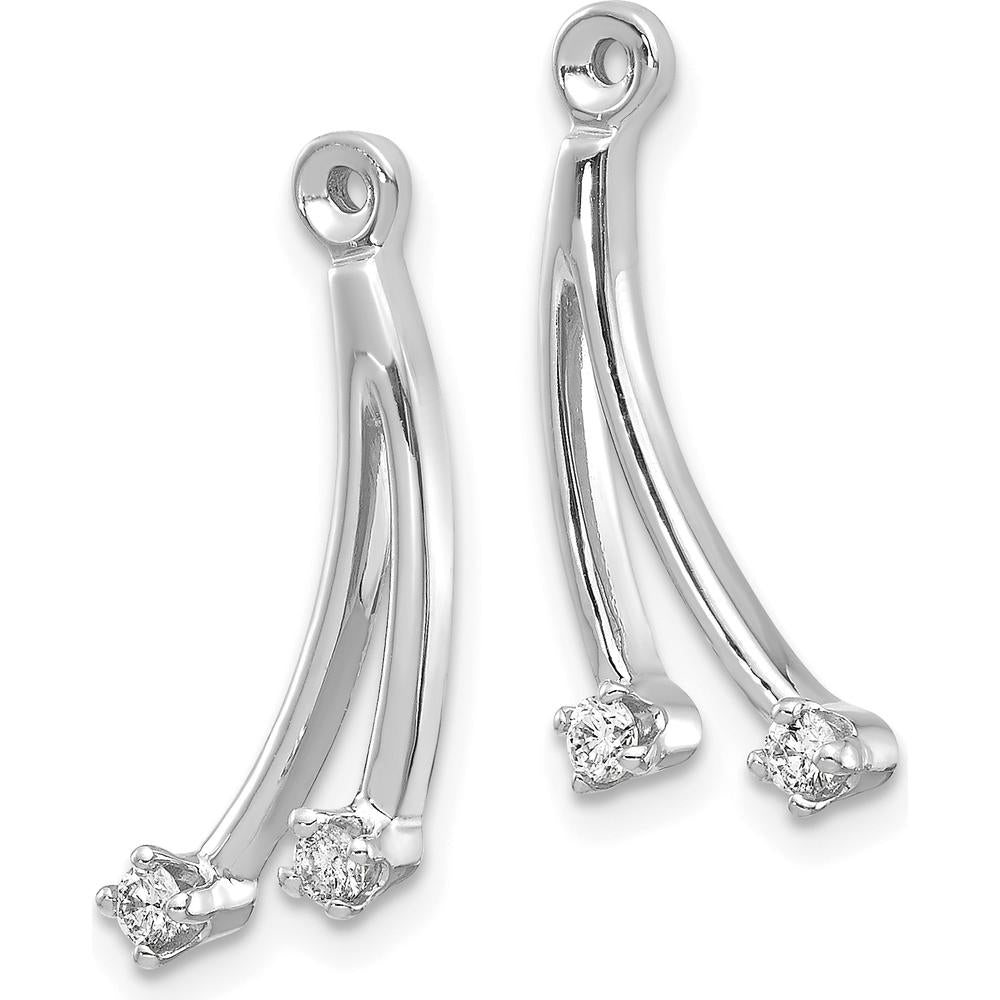 14K White Gold 2-Stone Dangle Diamond Earring Jacket Mountings - 0.05 Carats Total Diamond Weight by Monteluci Fine Jewelry
