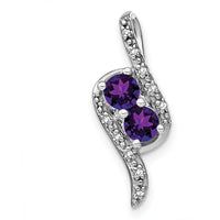 14K White Gold 2-Stone Round Amethyst and Diamond Pendant - 0.2 Carat Amethyst, 0.05 Carat Total Diamond Weight by Lumare Gioia