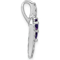 14K White Gold 2-Stone Round Amethyst and Diamond Pendant - 0.2 Carat Amethyst, 0.05 Carat Total Diamond Weight by Lumare Gioia