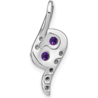 14K White Gold 2-Stone Round Amethyst and Diamond Pendant - 0.2 Carat Amethyst, 0.05 Carat Total Diamond Weight by Lumare Gioia