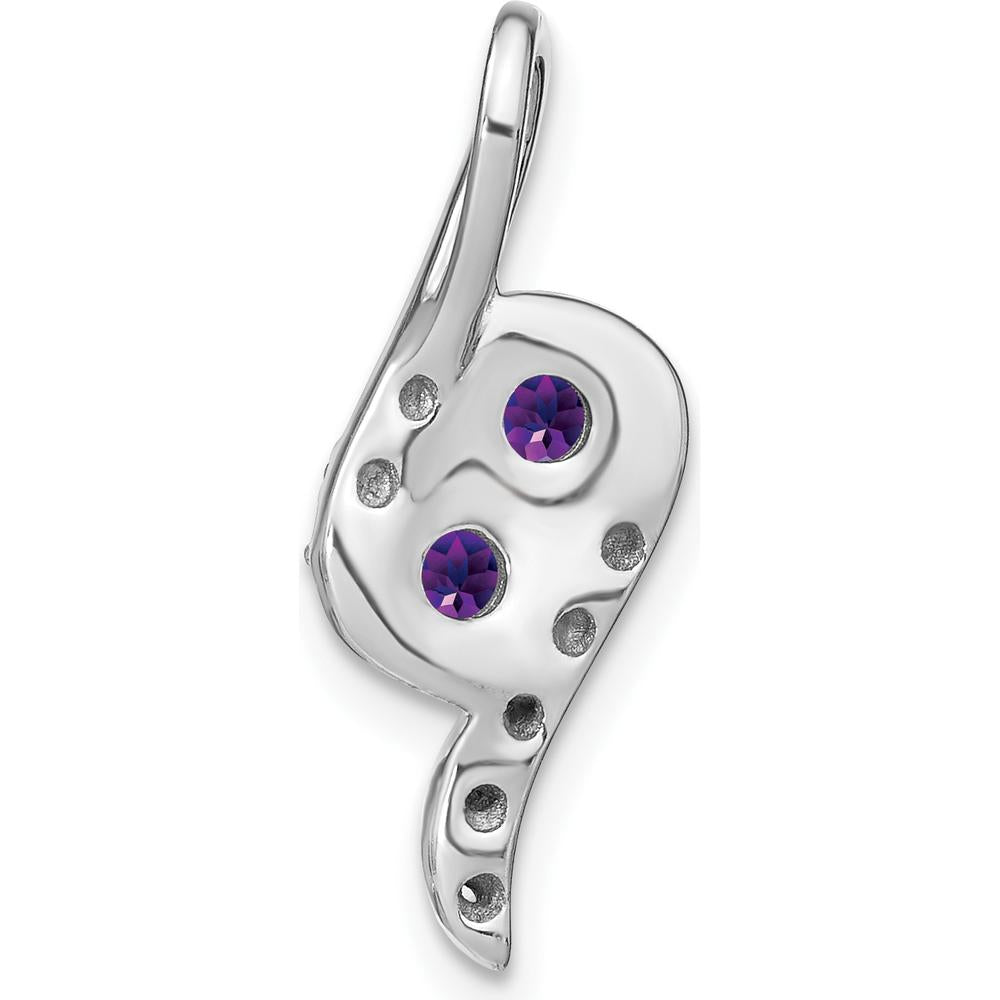14K White Gold 2-Stone Round Amethyst and Diamond Pendant - 0.2 Carat Amethyst, 0.05 Carat Total Diamond Weight by Lumare Gioia
