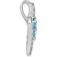 14K White Gold 2-Stone Round Blue Topaz and Diamond Pendant - 0.4 Carat Total Blue Topaz Weight, 0.05 Carat Total Diamond Weight by Lumare Gioia