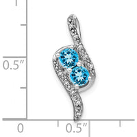 14K White Gold 2-Stone Round Blue Topaz and Diamond Pendant - 0.4 Carat Total Blue Topaz Weight, 0.05 Carat Total Diamond Weight by Lumare Gioia