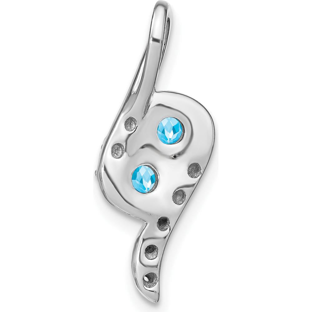 14K White Gold 2-Stone Round Blue Topaz and Diamond Pendant - 0.4 Carat Total Blue Topaz Weight, 0.05 Carat Total Diamond Weight by Lumare Gioia