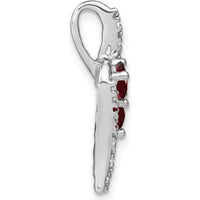 14K White Gold 2-Stone Round Garnet and Diamond Pendant - 0.35 Carat Garnet Total Weight by Lumare Gioia