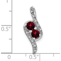 14K White Gold 2-Stone Round Garnet and Diamond Pendant - 0.35 Carat Garnet Total Weight by Lumare Gioia