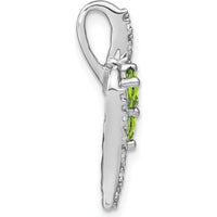 14K White Gold 2-Stone Round Peridot and Diamond Chain Slide Pendant with 0.30 Carat Total Peridot Weight and 0.05 Carat Total Diamond Weight by Lumare Gioia