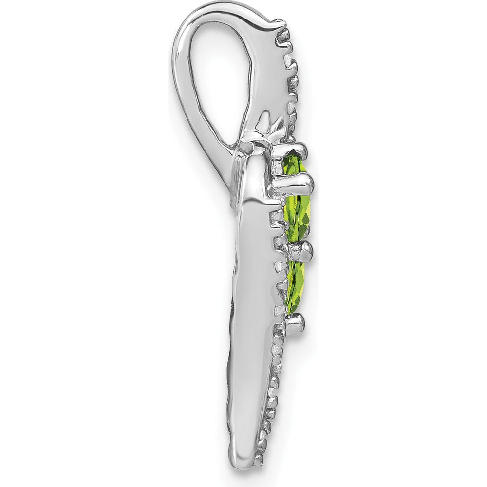 14K White Gold 2-Stone Round Peridot and Diamond Chain Slide Pendant with 0.30 Carat Total Peridot Weight and 0.05 Carat Total Diamond Weight by Lumare Gioia
