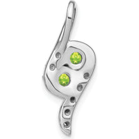 14K White Gold 2-Stone Round Peridot and Diamond Chain Slide Pendant with 0.30 Carat Total Peridot Weight and 0.05 Carat Total Diamond Weight by Lumare Gioia