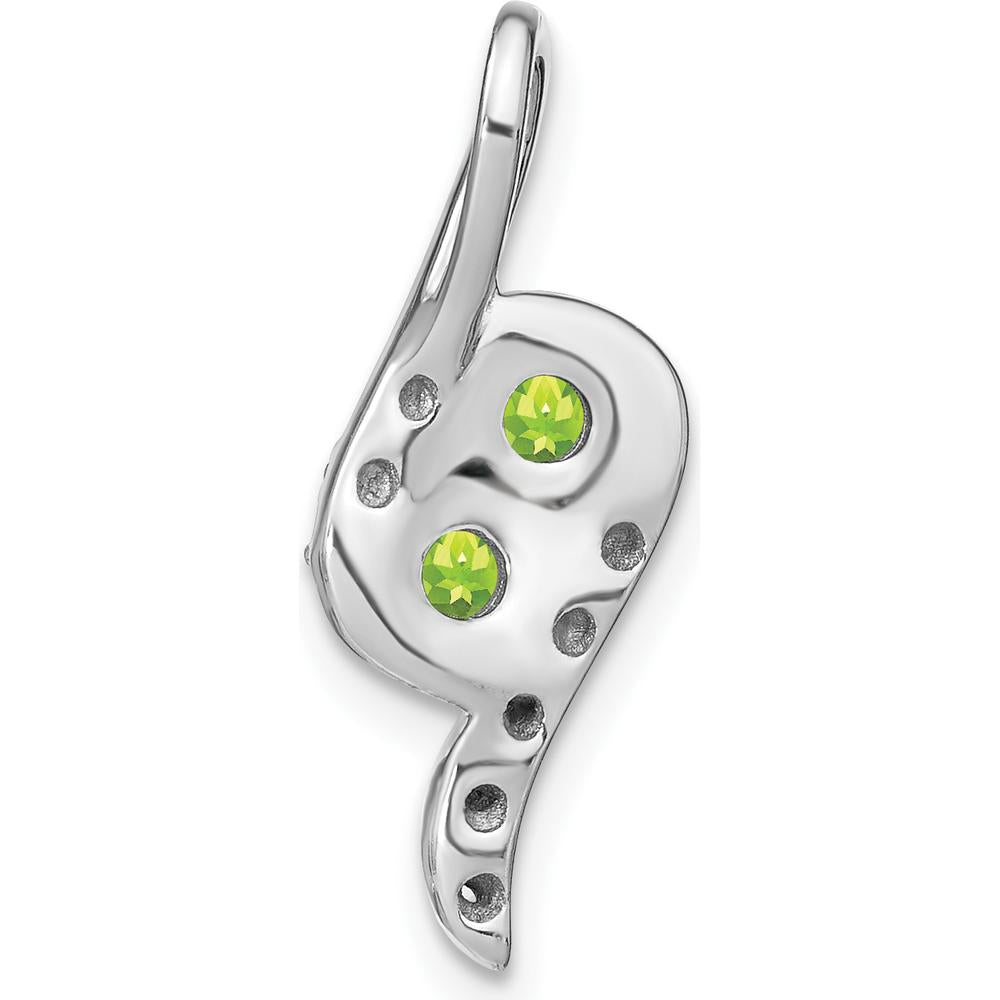 14K White Gold 2-Stone Round Peridot and Diamond Chain Slide Pendant with 0.30 Carat Total Peridot Weight and 0.05 Carat Total Diamond Weight by Lumare Gioia