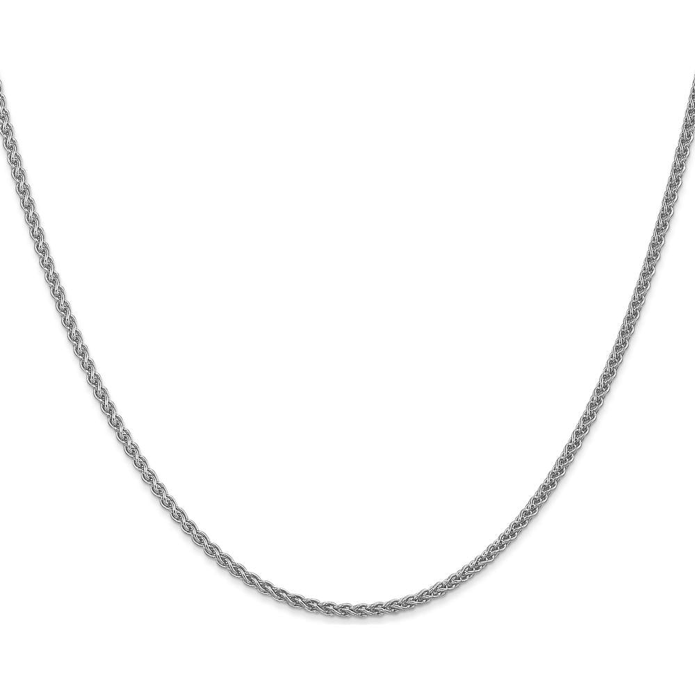 14K White Gold 20" 1.05mm Spiga Chain Necklace with Rhodium Plating and Spring Ring Clasp by Oro Pregiato