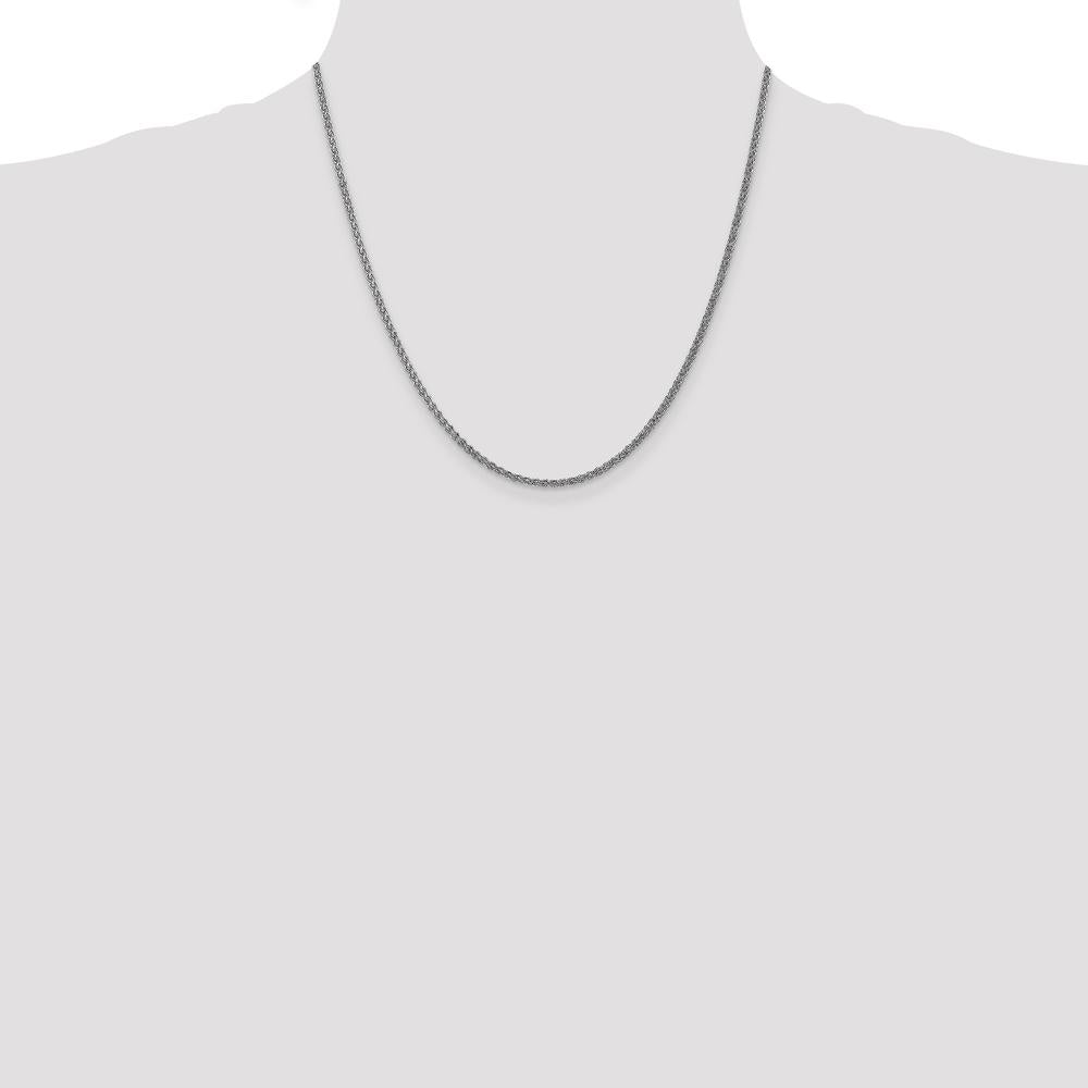 14K White Gold 20" 1.05mm Spiga Chain Necklace with Rhodium Plating and Spring Ring Clasp by Oro Pregiato