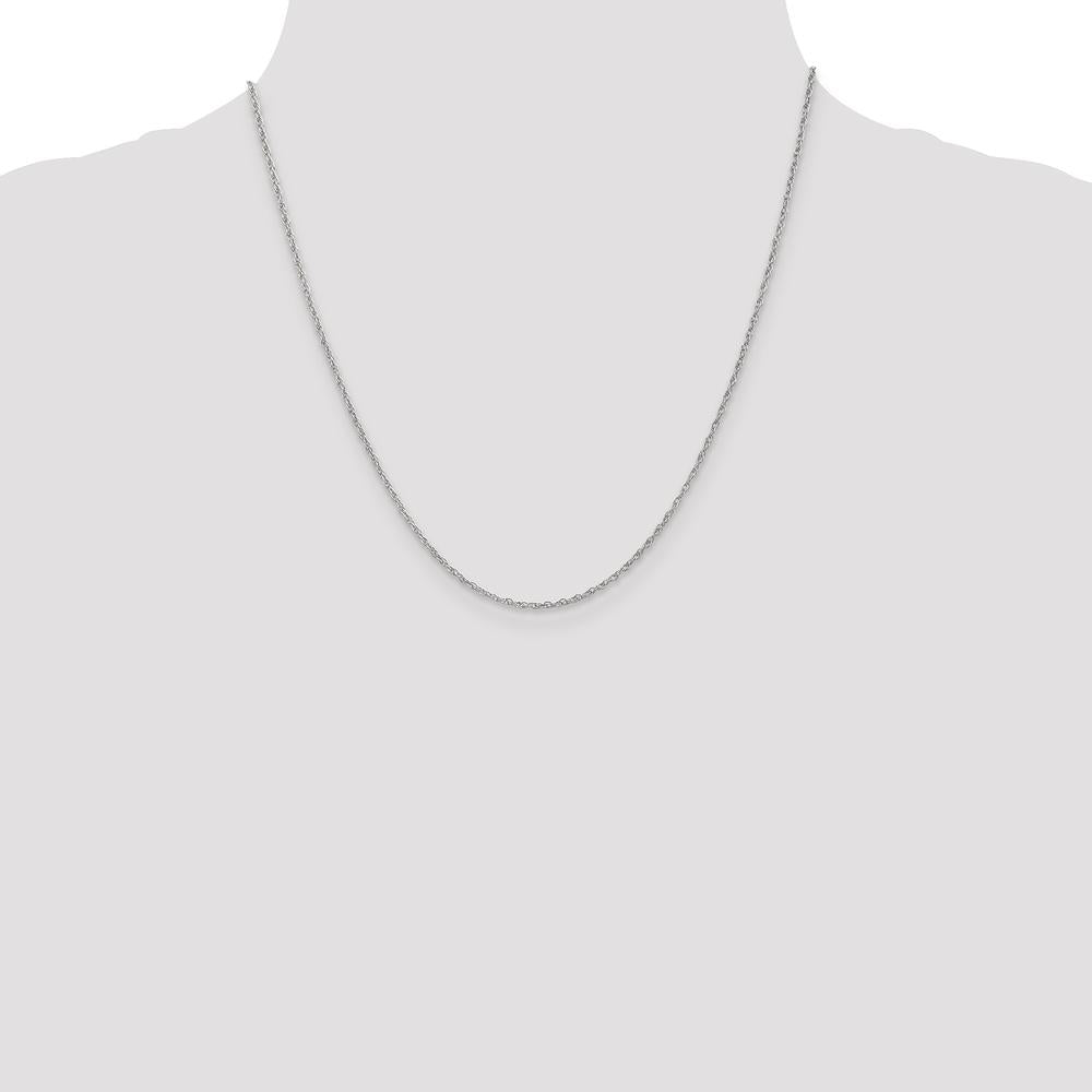 14K White Gold 20" 1.3mm Heavy Baby Rope Chain with Lobster Clasp by Oro Pregiato