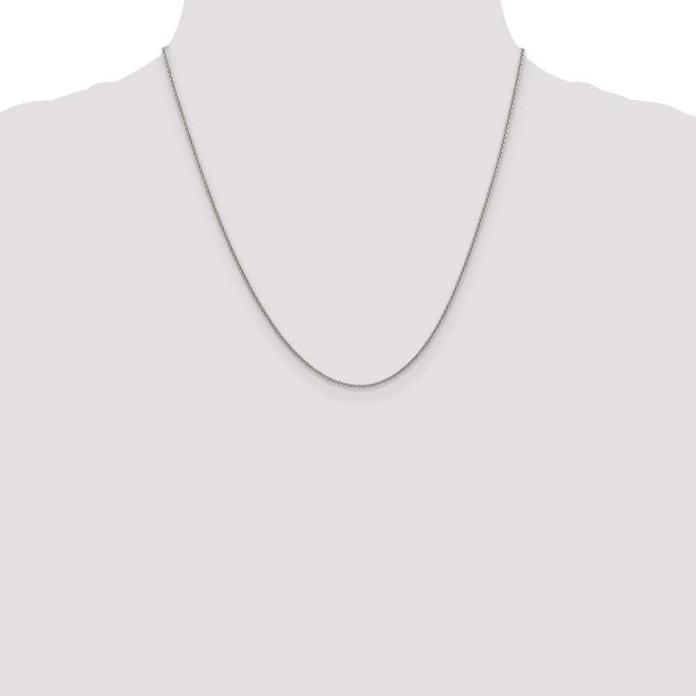 14K White Gold 20" 1.4mm Round Open Link Cable Chain with Lobster Clasp by Oro Pregiato