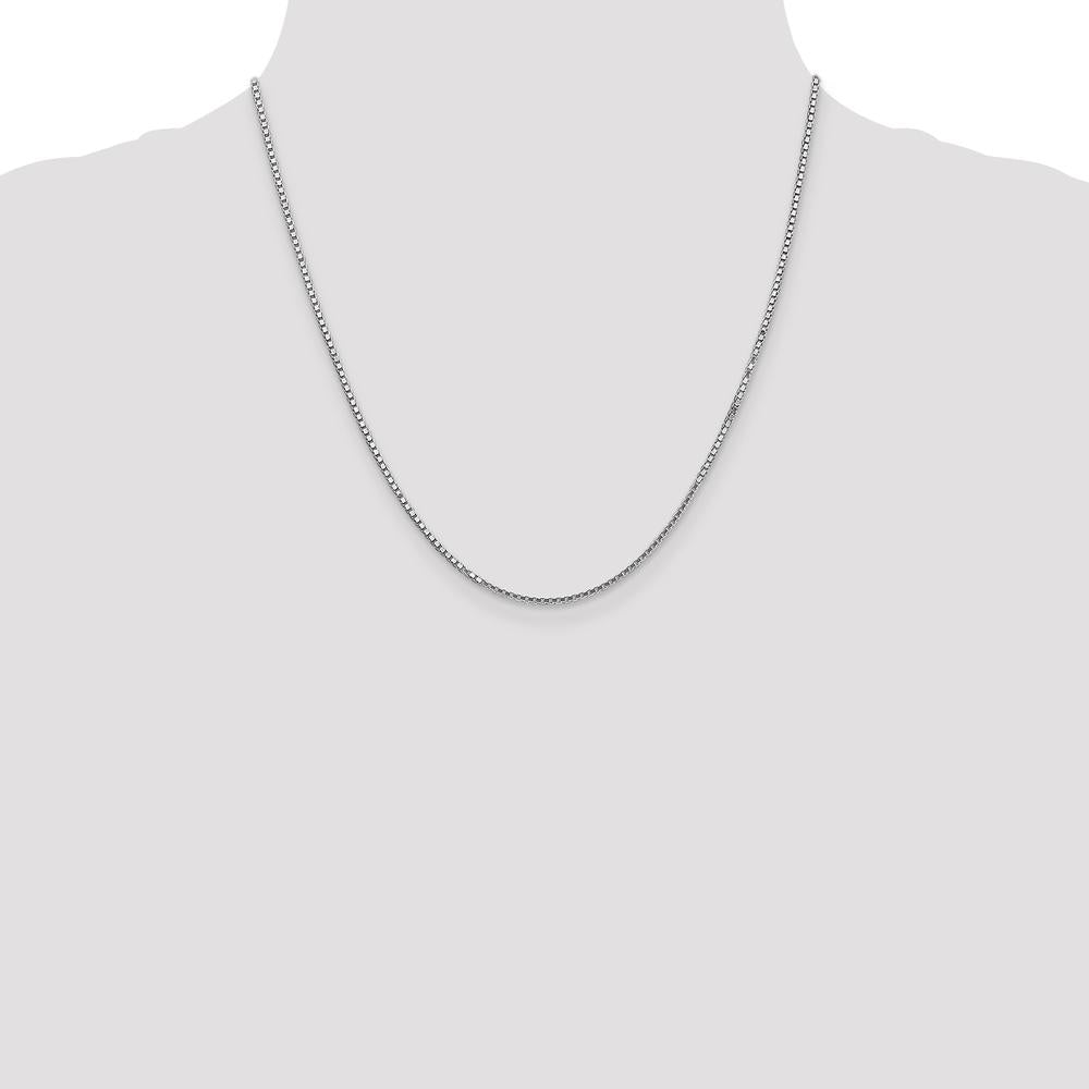 14K White Gold 20" 1.5mm Box Chain Necklace with Lobster Clasp by Oro Pregiato