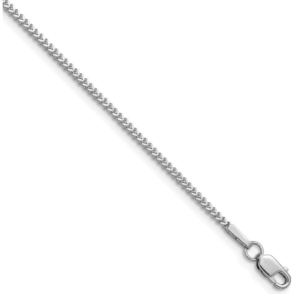 14K White Gold 20" 1mm Franco Chain with Lobster Clasp - Solid Polished Finish by Oro Pregiato