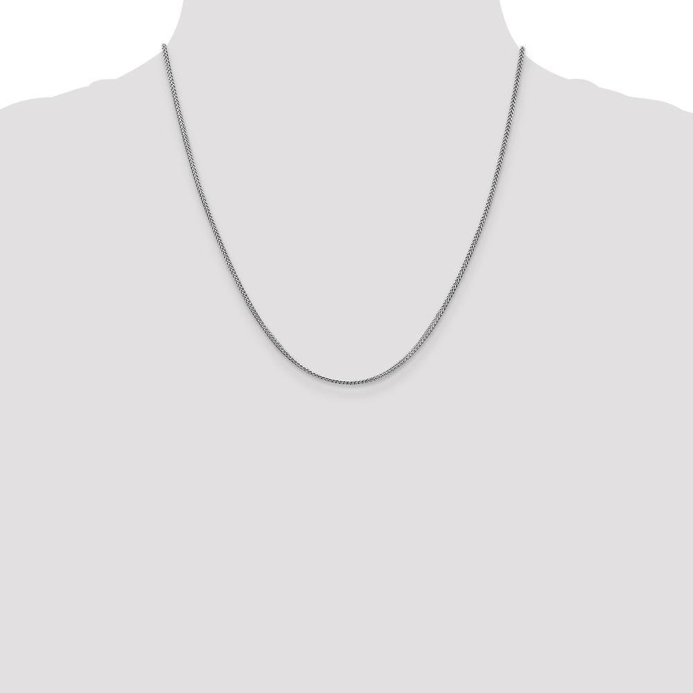 14K White Gold 20" 1mm Franco Chain with Lobster Clasp - Solid Polished Finish by Oro Pregiato