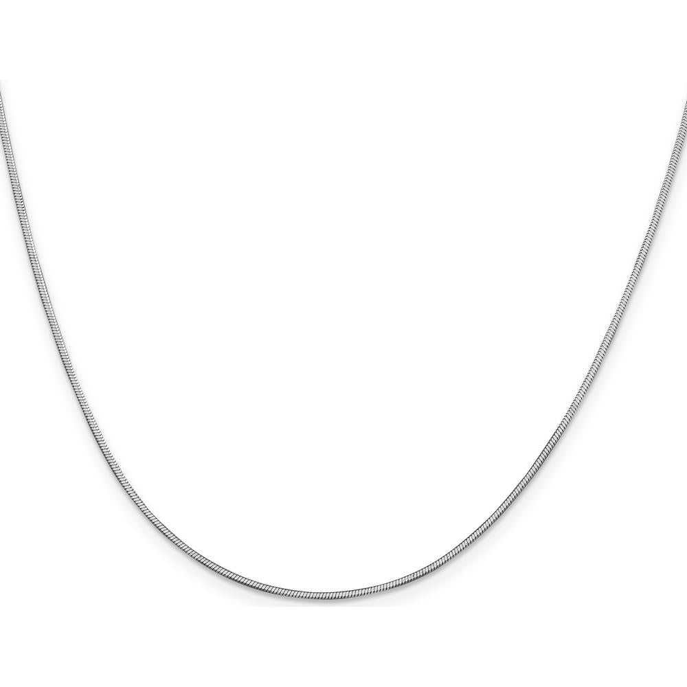14K White Gold 20" 1mm Octagonal Snake Chain with Lobster Clasp - Polished Finish by Oro Pregiato