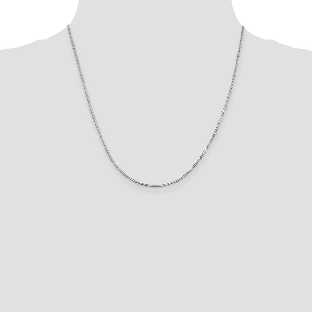 14K White Gold 20" 1mm Octagonal Snake Chain with Lobster Clasp - Polished Finish by Oro Pregiato