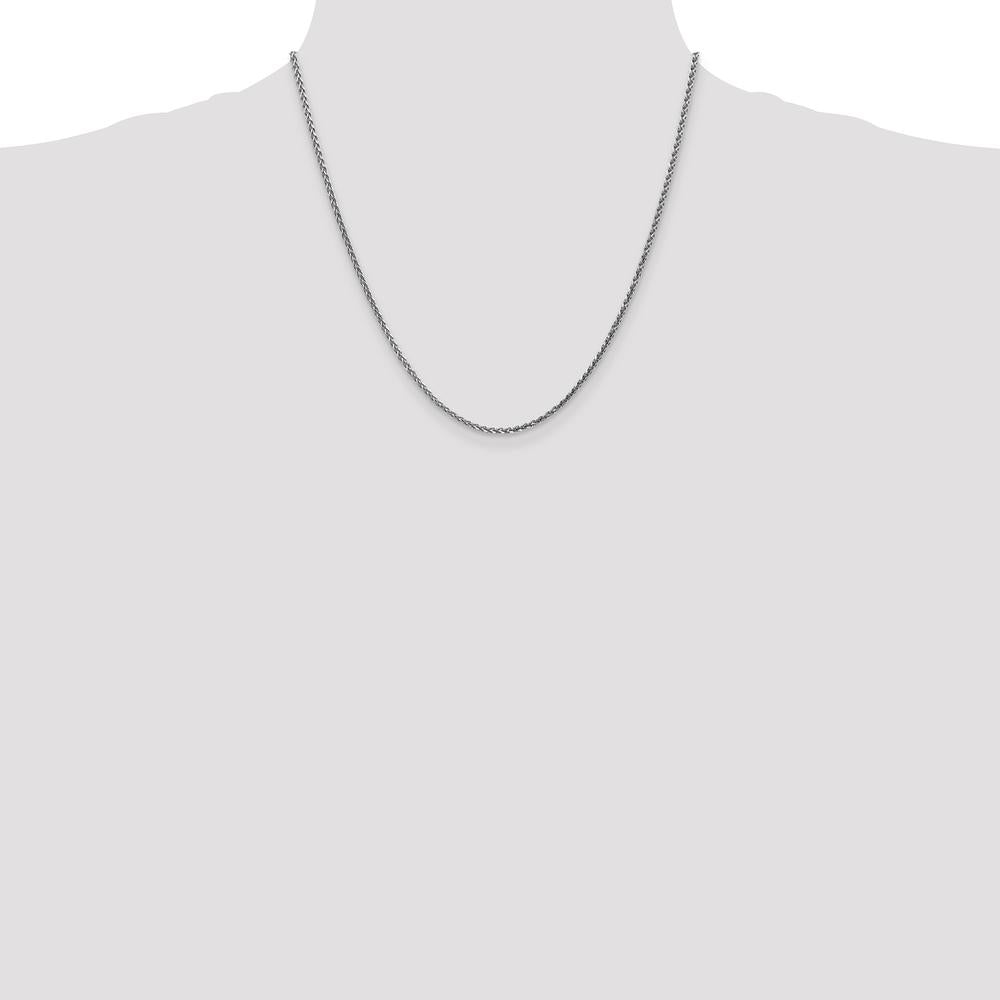 14K White Gold 20" 2.1mm Diamond-Cut Spiga Chain Necklace with Lobster Clasp by Oro Pregiato
