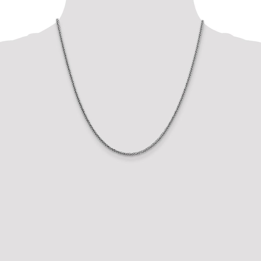 14K White Gold 20" 2.35mm Semi-Solid 3-Wire Wheat Chain with Lobster Clasp by Oro Pregiato