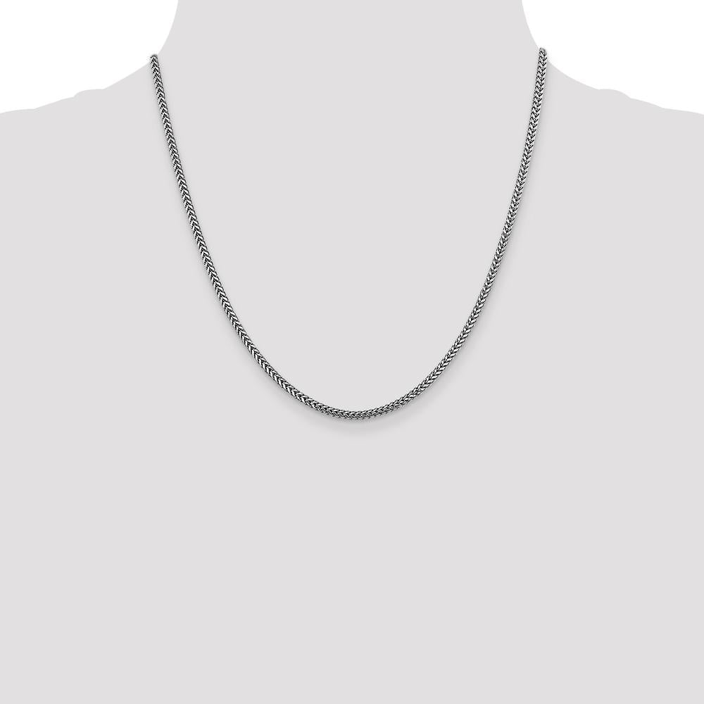 14K White Gold 20" 2.3mm Franco Chain Necklace with Lobster Clasp by Oro Pregiato