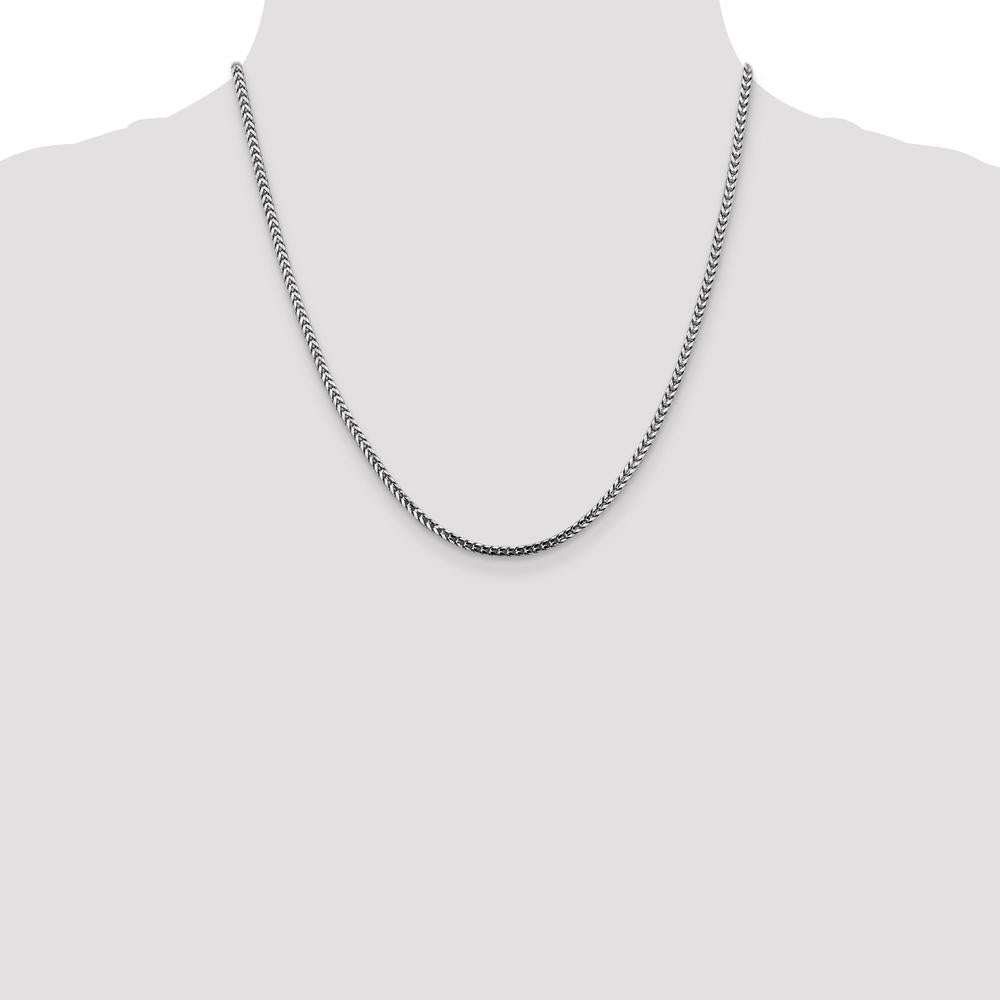 14K White Gold 20" 2.5mm Franco Chain with Lobster Clasp by Oro Pregiato