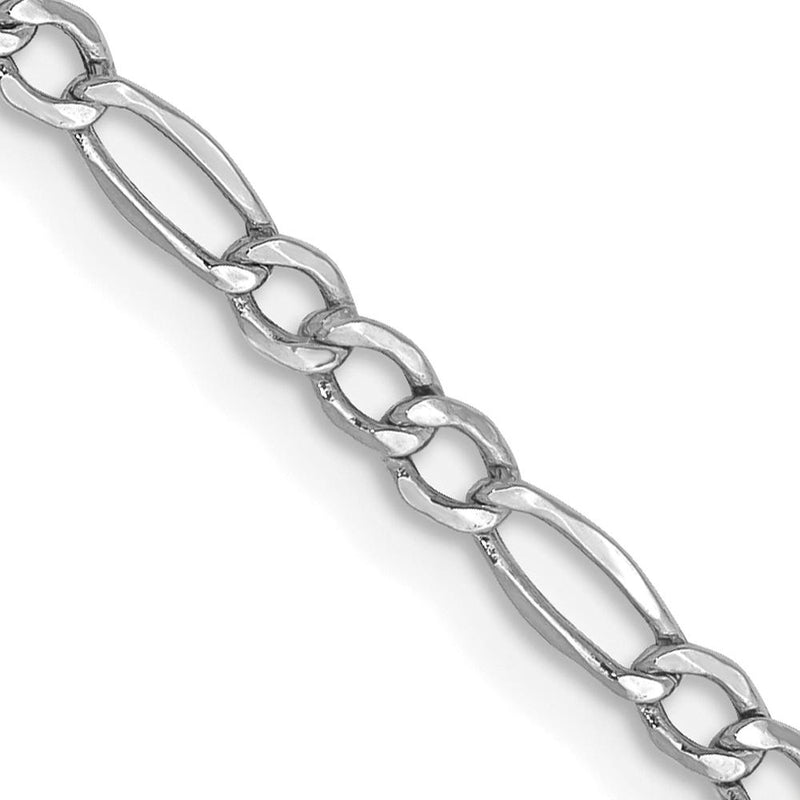 14K White Gold 20" 2.5mm Semi-Solid Figaro Chain with Lobster Clasp by Oro Pregiato