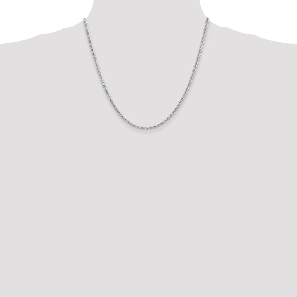 14K White Gold 20" 2.75mm Rope Chain Necklace with Lobster Clasp by 0