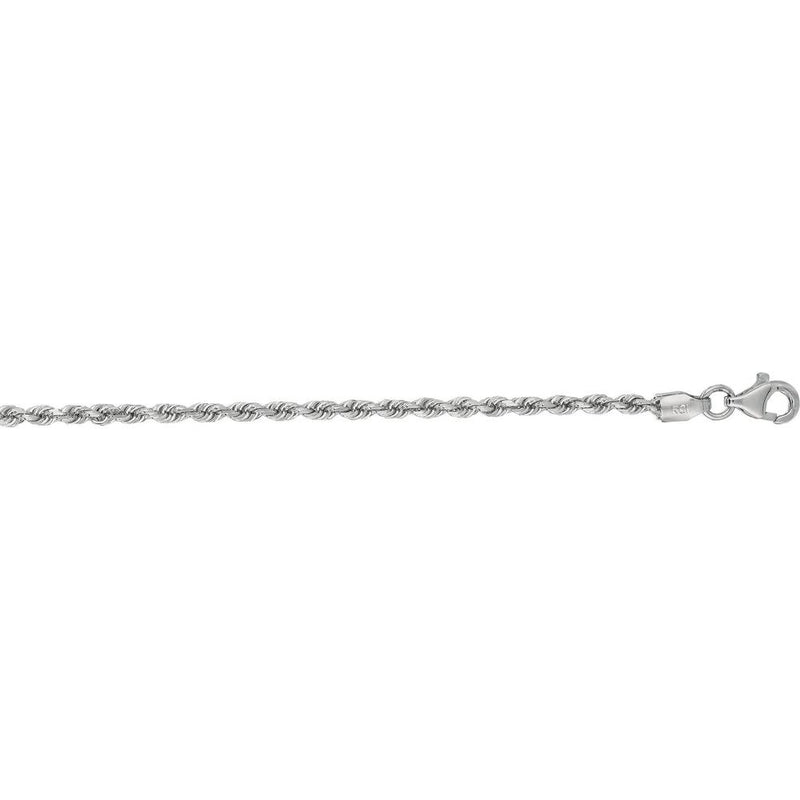 14K White Gold 20" 2mm Diamond Cut Rope Chain Necklace with Lobster Clasp by Orozza Fine Jewelry