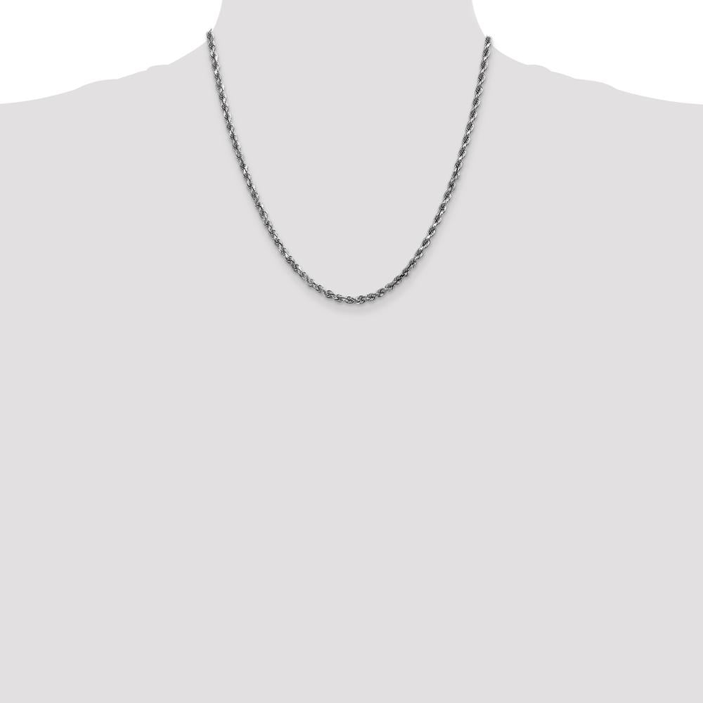 14K White Gold 20" 3.5mm Diamond-Cut Rope Necklace with Lobster Clasp