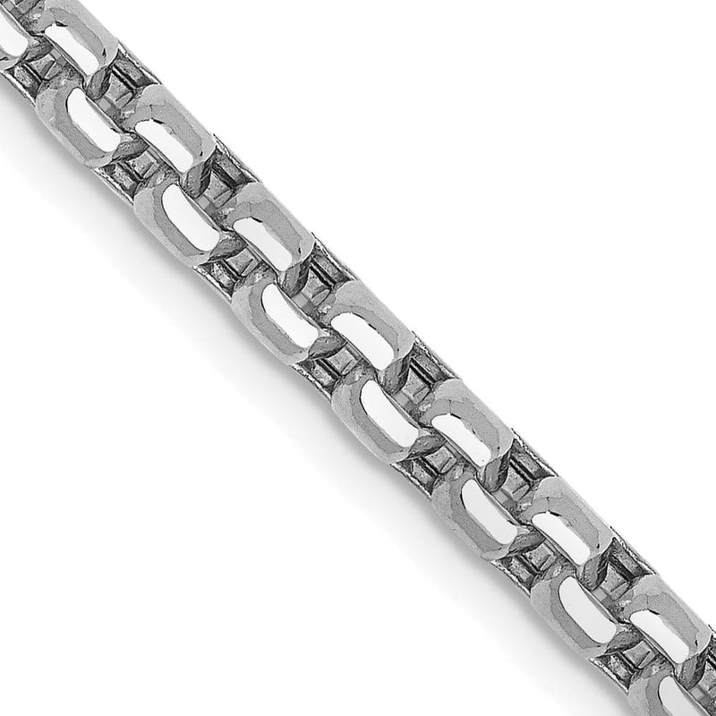14K White Gold 20" 3.6mm Semi-Solid Round Box Chain Necklace with Lobster Clasp by IBGoodman