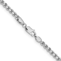 14K White Gold 20" 3.6mm Semi-Solid Round Box Chain Necklace with Lobster Clasp by IBGoodman