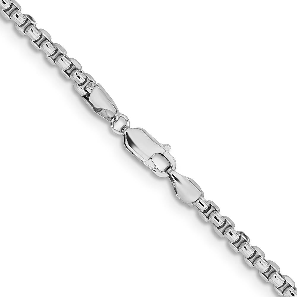 14K White Gold 20" 3.6mm Semi-Solid Round Box Chain Necklace with Lobster Clasp by IBGoodman