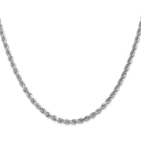 14K White Gold 20" 3mm Diamond-Cut Rope Chain with Lobster Clasp