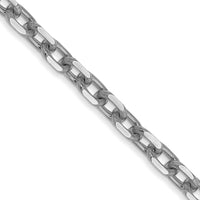 14K White Gold 20" 3mm Diamond-Cut Round Open Link Cable Chain with Lobster Clasp by Oro Pregiato