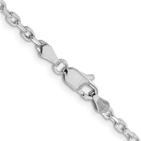 14K White Gold 20" 3mm Diamond-Cut Round Open Link Cable Chain with Lobster Clasp by Oro Pregiato