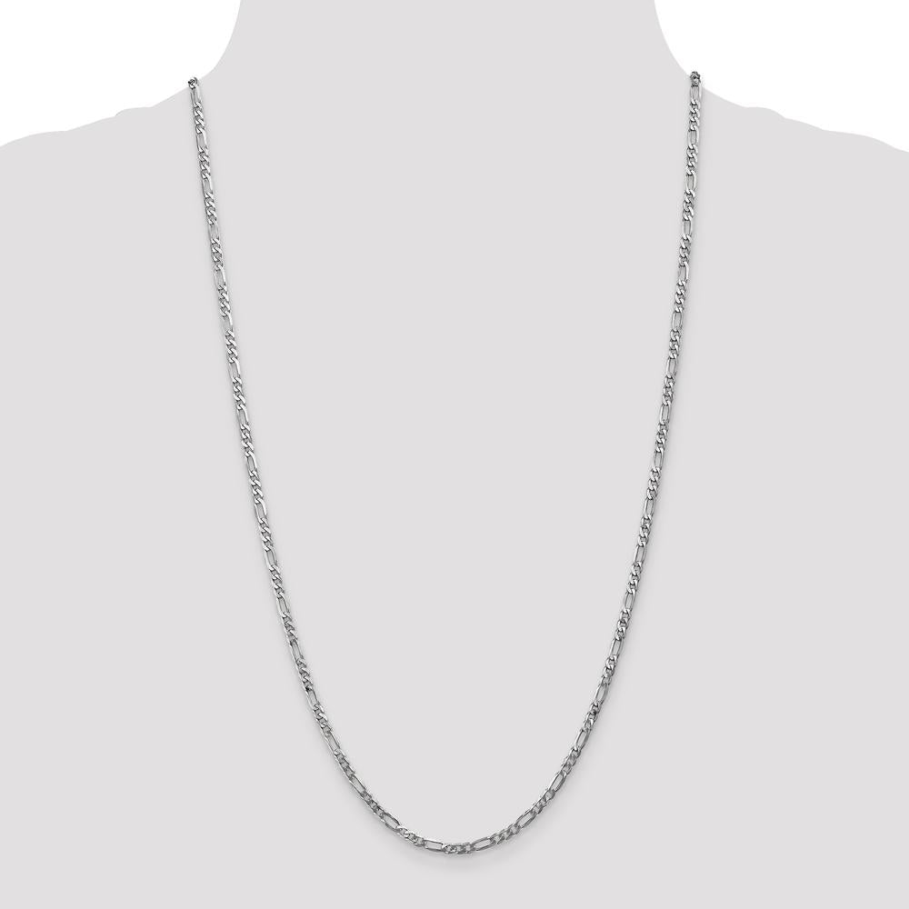 14K White Gold 20" 3mm Flat Figaro Chain with Lobster Clasp by 0