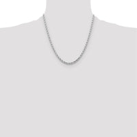14K White Gold 20" 4.25mm Diamond-Cut Rope Chain with Lobster Clasp