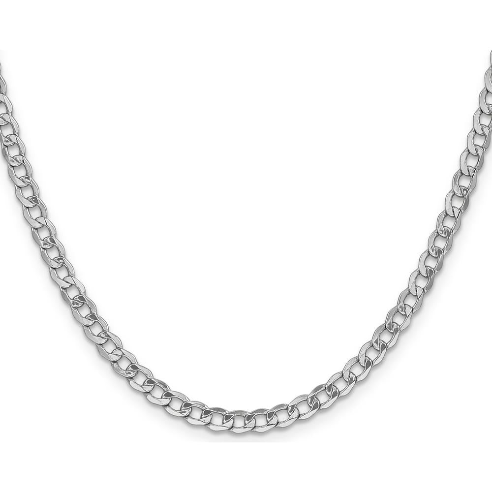 14K White Gold 20" 4.3mm Semi-Solid Curb Chain with Lobster Clasp by Oro Pregiato