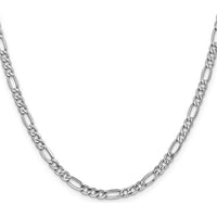 14K White Gold 20" 4.4mm Semi-Solid Figaro Chain Necklace with Lobster Clasp by Oro Pregiato