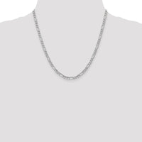 14K White Gold 20" 4.4mm Semi-Solid Figaro Chain Necklace with Lobster Clasp by Oro Pregiato