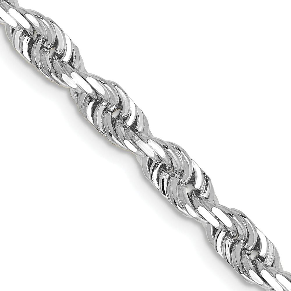 14K White Gold 20" 4.5mm Diamond-Cut Rope Chain with Lobster Clasp by Oro Pregiato