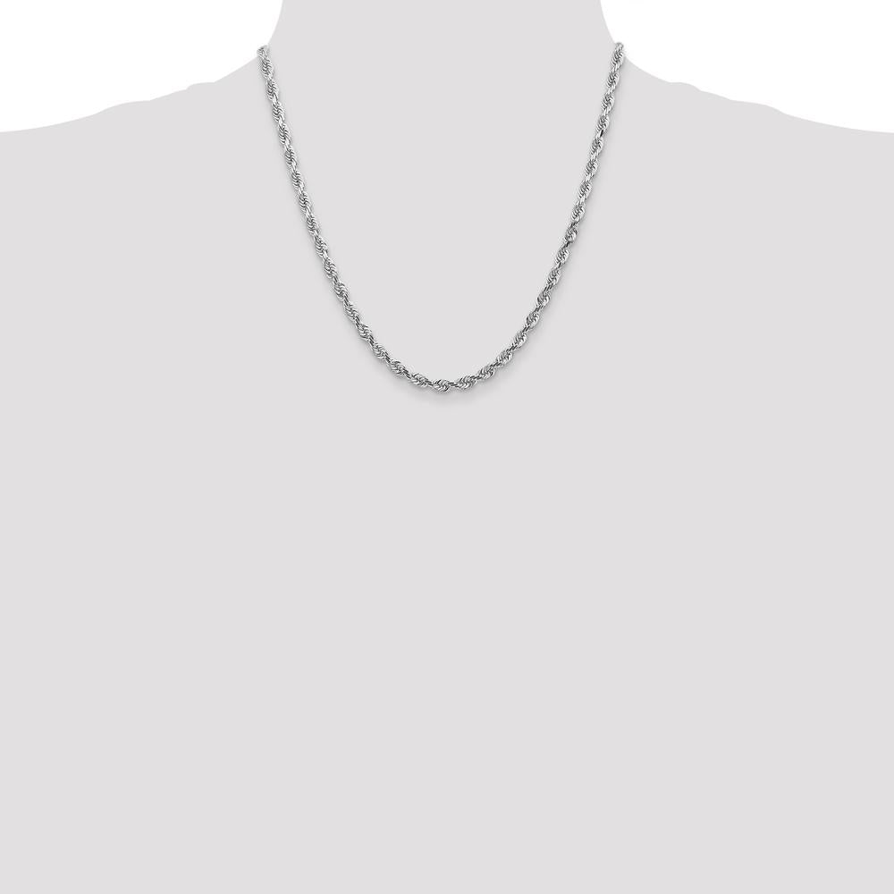 14K White Gold 20" 4.5mm Diamond-Cut Rope Chain with Lobster Clasp by Oro Pregiato